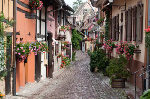 Half-timbered houses in an Alsatian village