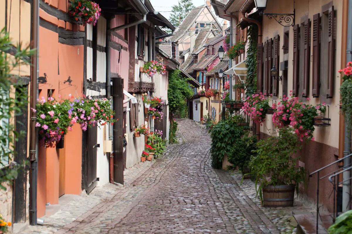 French Savior Faire: A typical cobblestone walking street in Alsace.