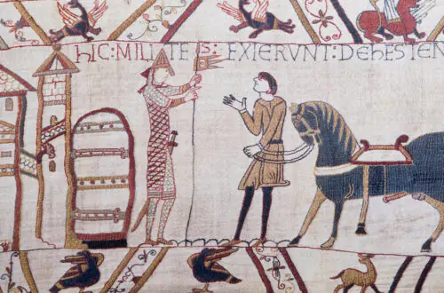 The Bayeux Tapestry depicting the Norman Conquest of England