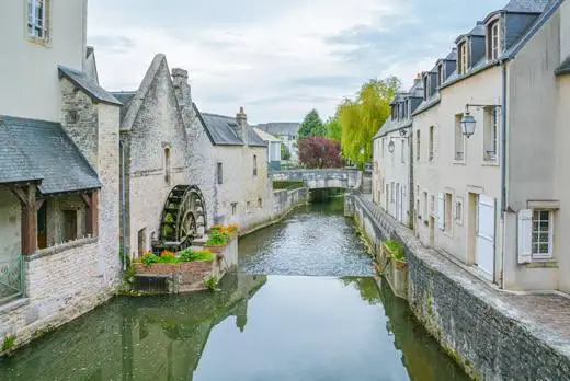 A stream in the center of the town of Bayeux in Normandy, France.