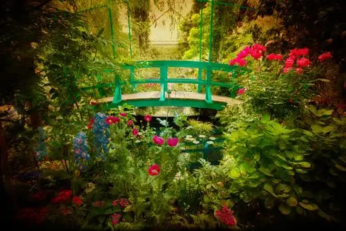 A view of the garden and Giverny bridge at Monet's estate.