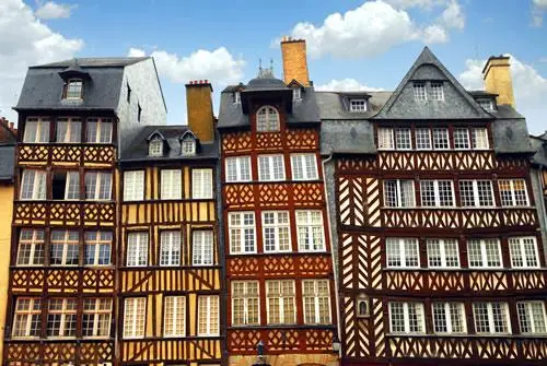 Half-timbered houses in Rennes, France.