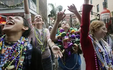 Revelers at Mardi Gras in New Orleans