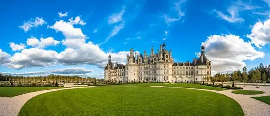 Chambord castle on a sunny day in the Loire Valley, France.