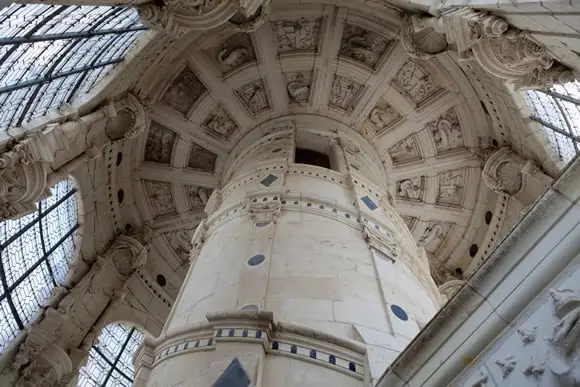 The interior stairwell in chateau Chambord in the Loire Valley.