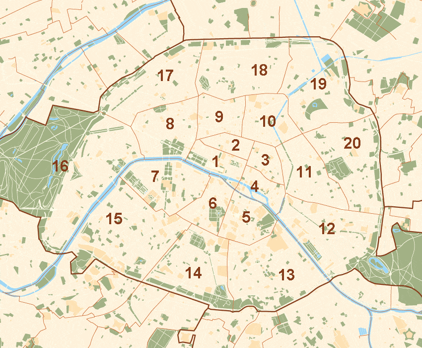 Paris Tips: A map of the arrondissements of Paris.