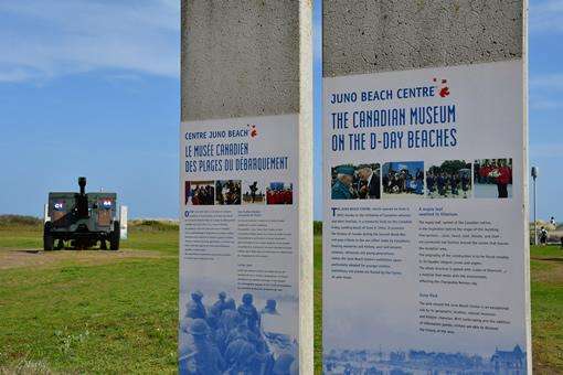Canadian Normandy D-Day Tour: An information placard at the Juno Beach Centre in Normandy, France.