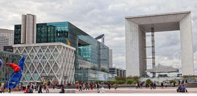 The modern Arch at La Defense in Paris.