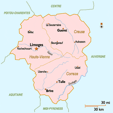 Limoges Region France Map The Limousin Region Of France - Linkparis.com