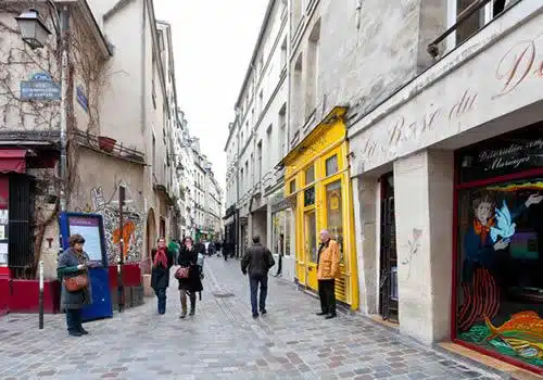 Marais, Paris - one of the many cobblestone streets in the district.