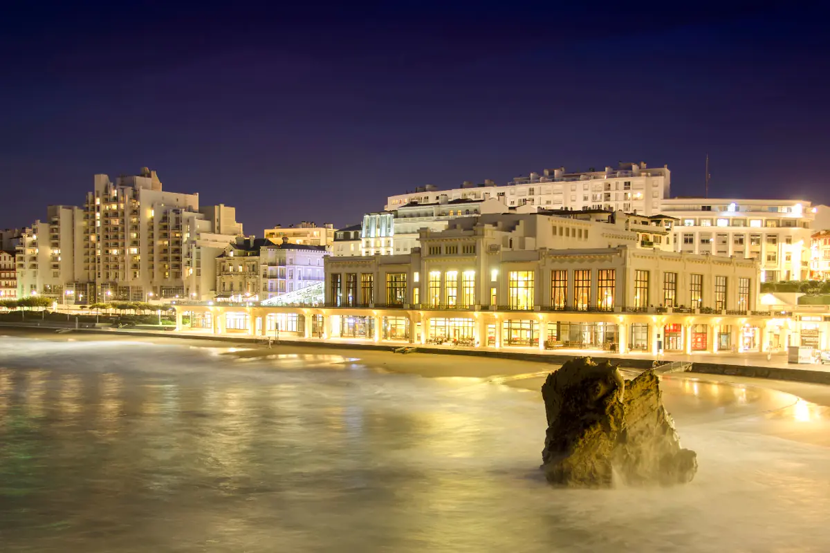 Biarritz, France at night