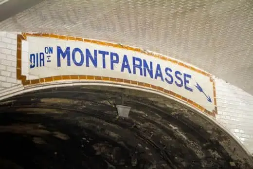 A sign in the metro at Gare Montparnasse in Paris, France.