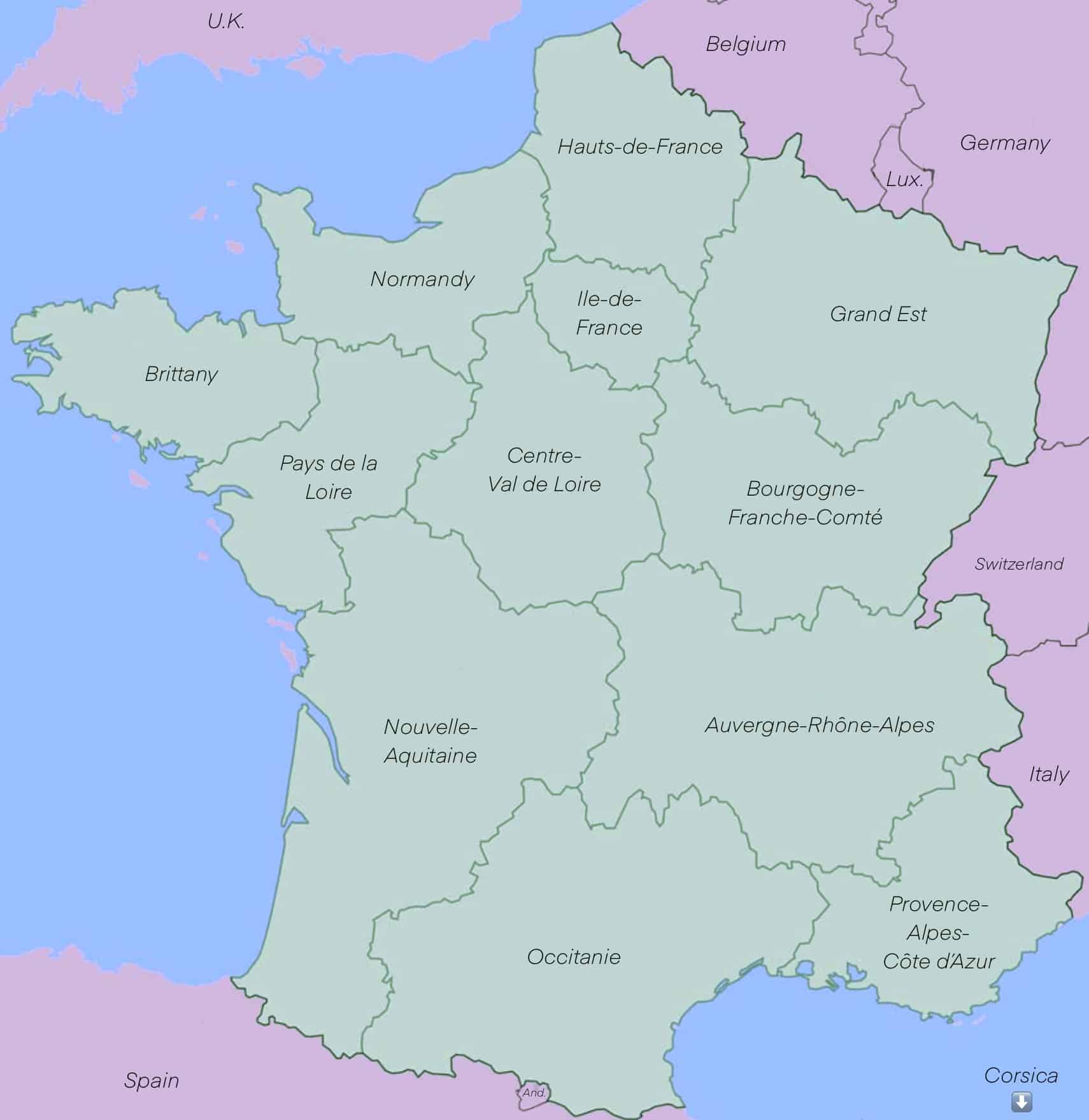 Interactive map of France.