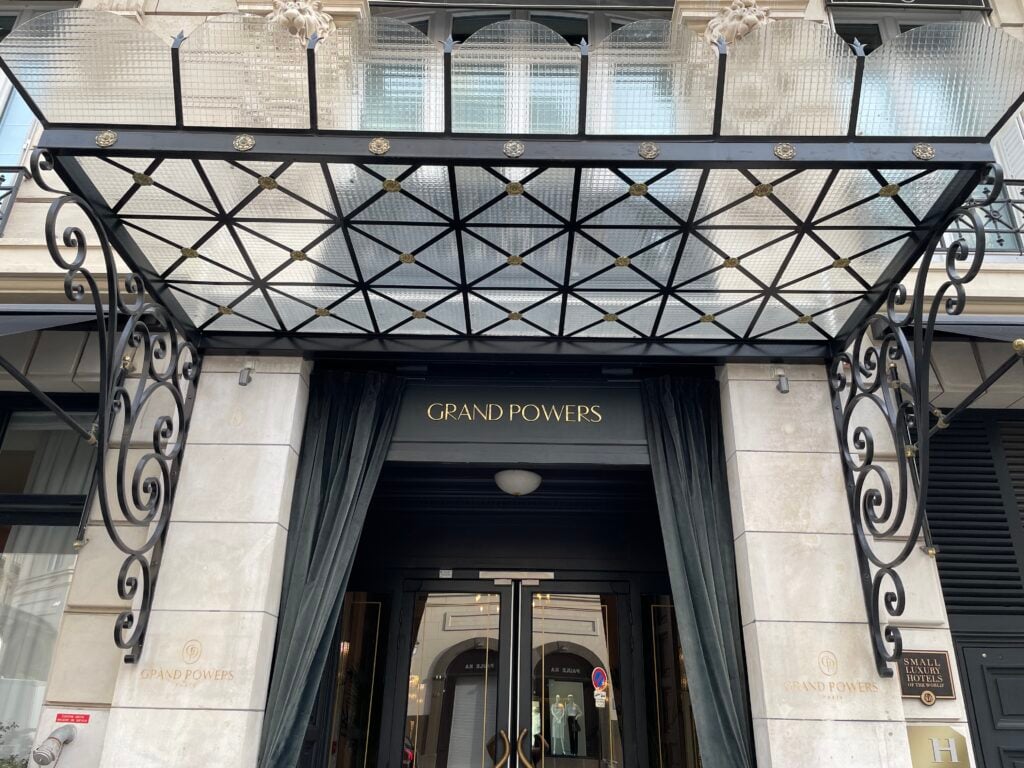 The exterior of the Hôtel Grand Powers in Paris.