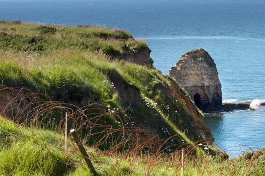 The Pointe du Hoc in Normandy as it stands today.