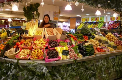 Fresh produce at Les Halles food market in Provence