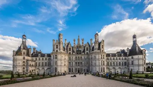 Visitors approach Chambord castle in the Loire Valley.