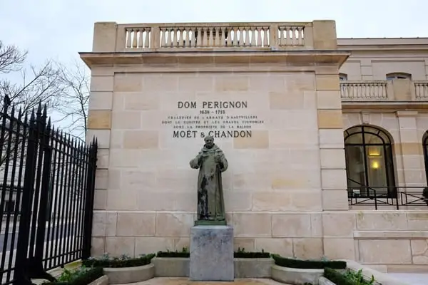 A statue at Moet dedicated to the father of Champagne - Dom Perignon.