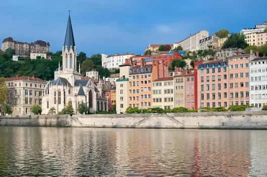 Old Town Lyon viewed from the Rhone river.
