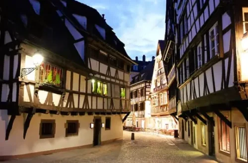 Half-timbered houses along the canals in Strasbourg's old town