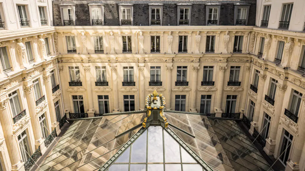 A view of the courtyard atrium at the InterContinental Paris le Grand