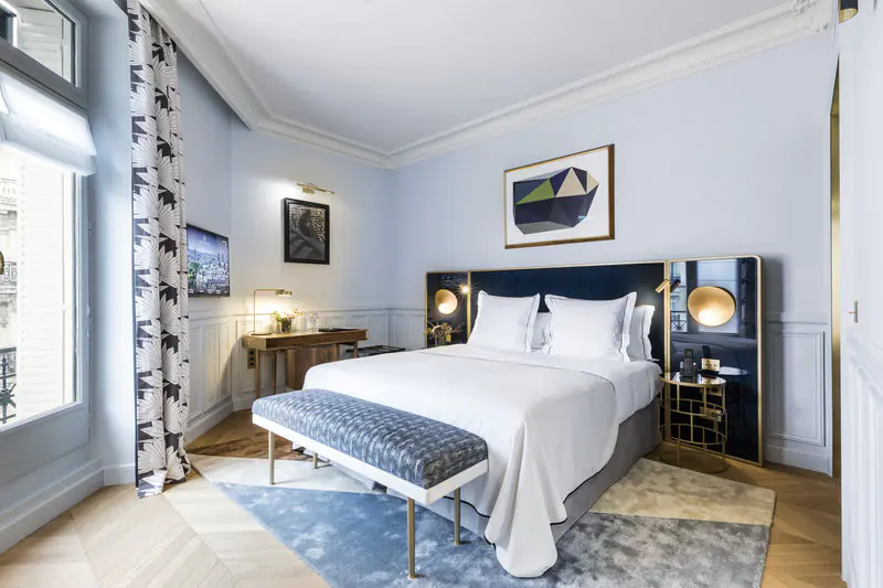 A guest room at Hotel Grand Powers, Paris