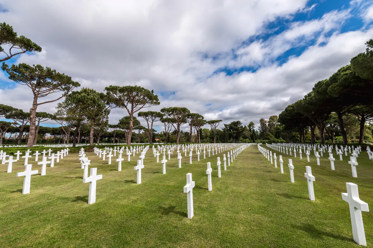The American military Cemetery at Colleville-sur-Mer in Normandy, France on a sunny day. A major stop on our Normandy d-day tour.