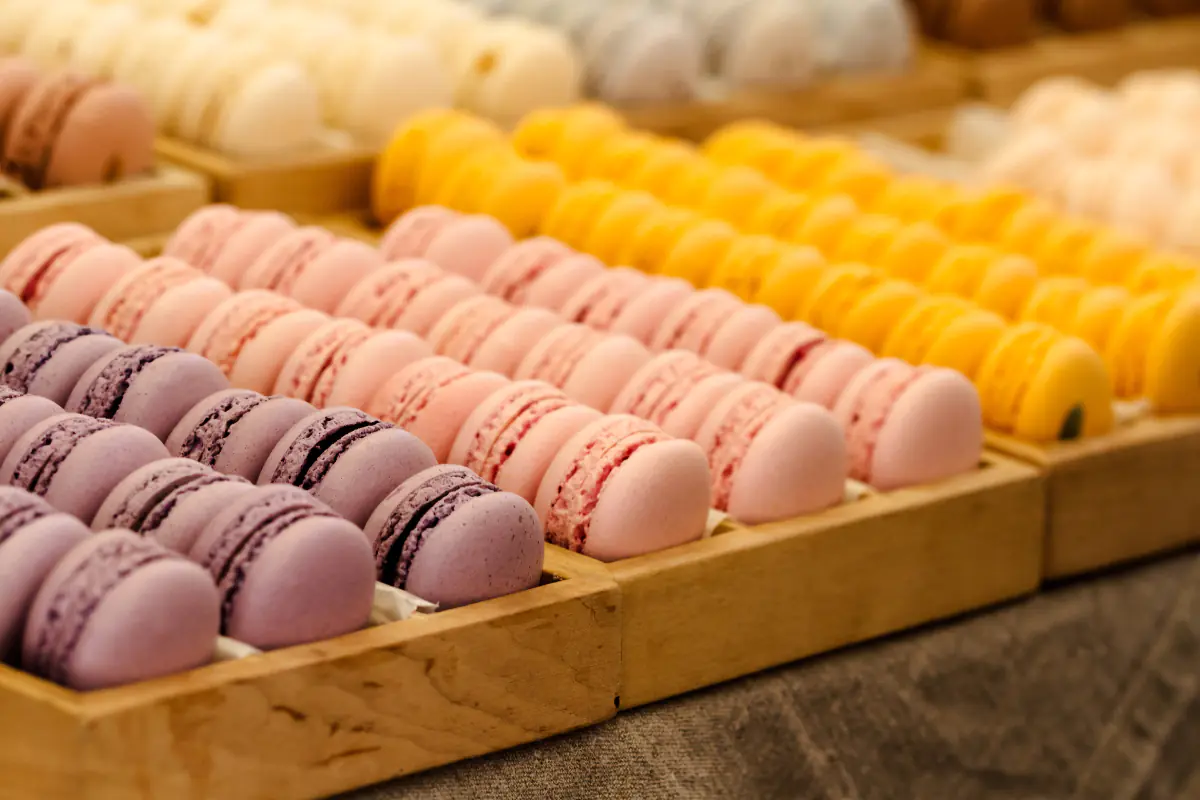 Amazing macarons displayed at a shop in Paris.