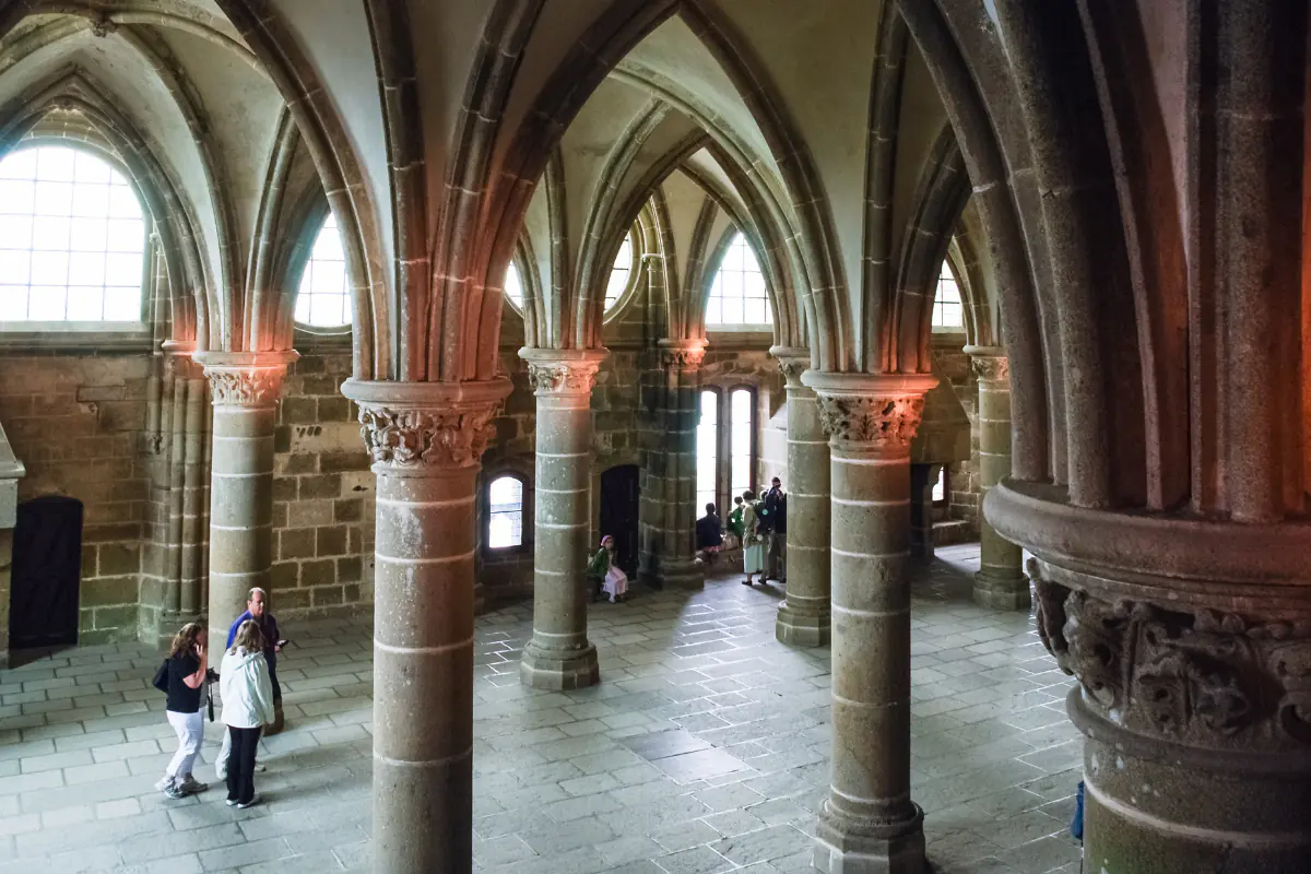 Inside the abbey at Mont Saint Michel