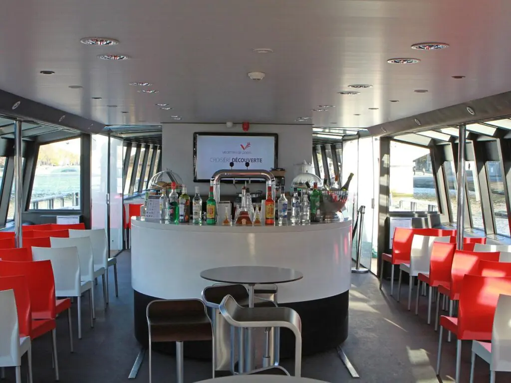 The bar on a Vedettes de Paris boat.