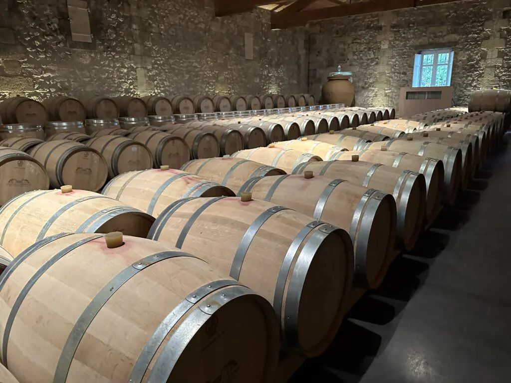 Casks of Bordeaux wine