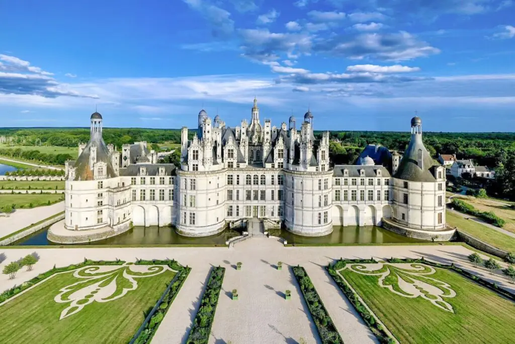 Magnificent Chambord castle on a sunny day.