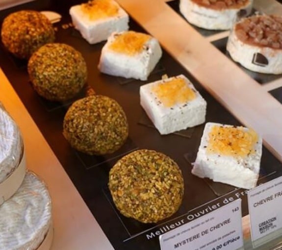 Amazing cheese creations in Paris, France.