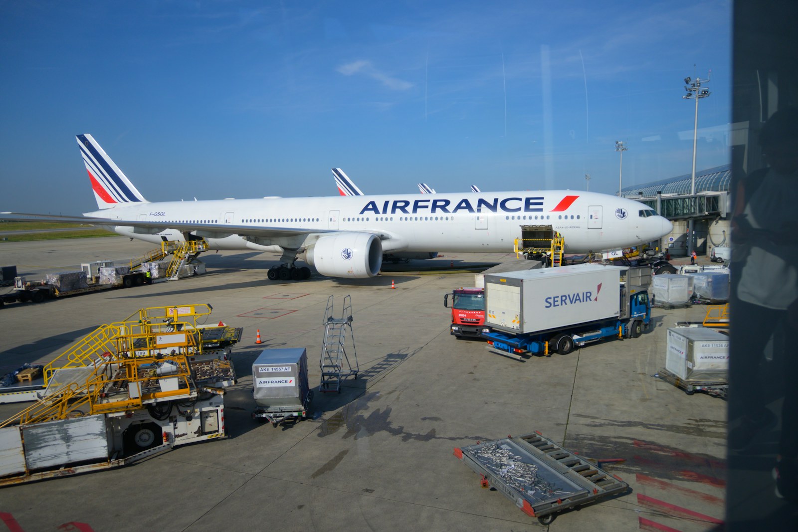 An Air France jet at the gate at Charles de Gaulle