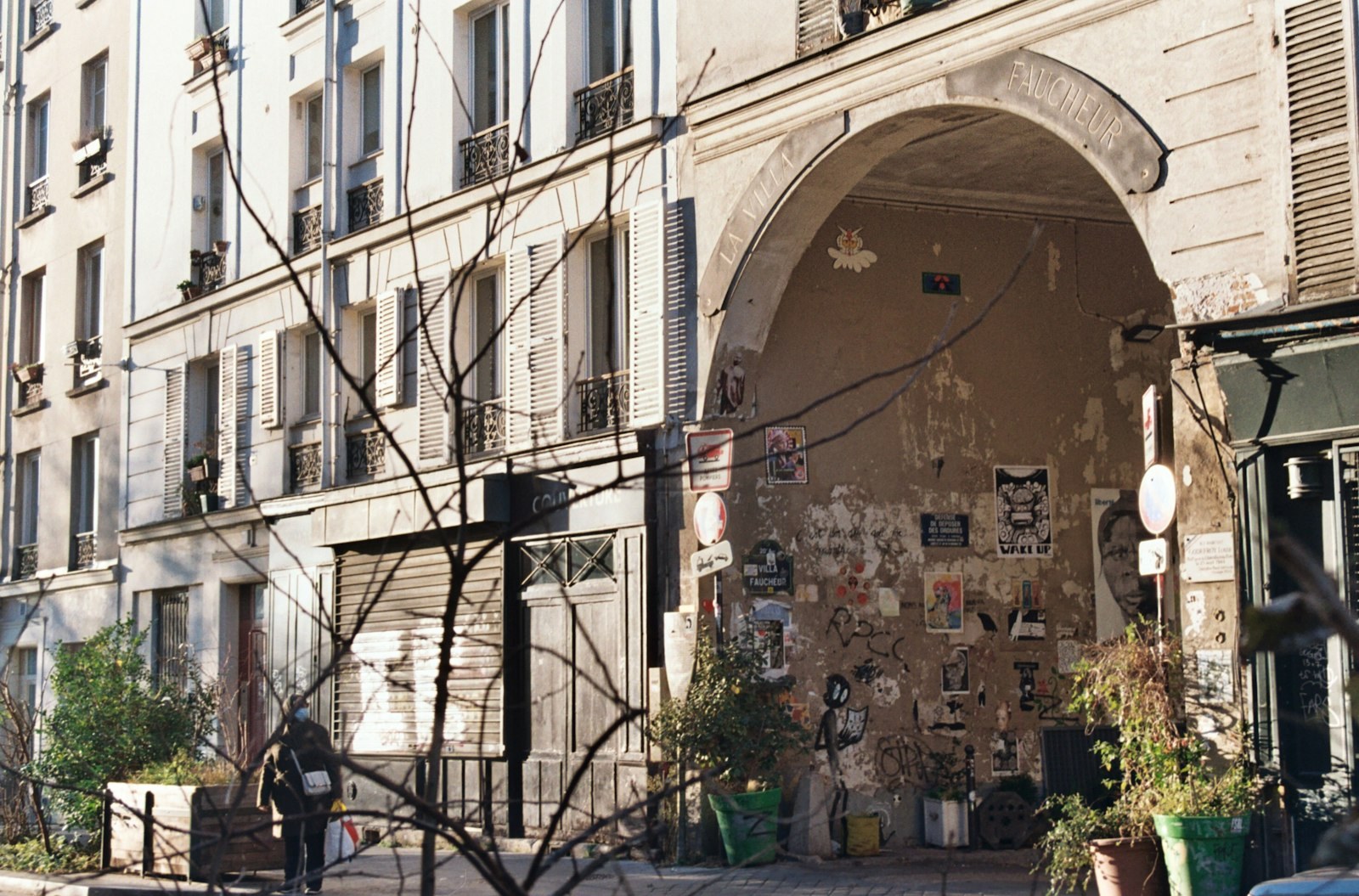 A street-art covered archway in Belleville