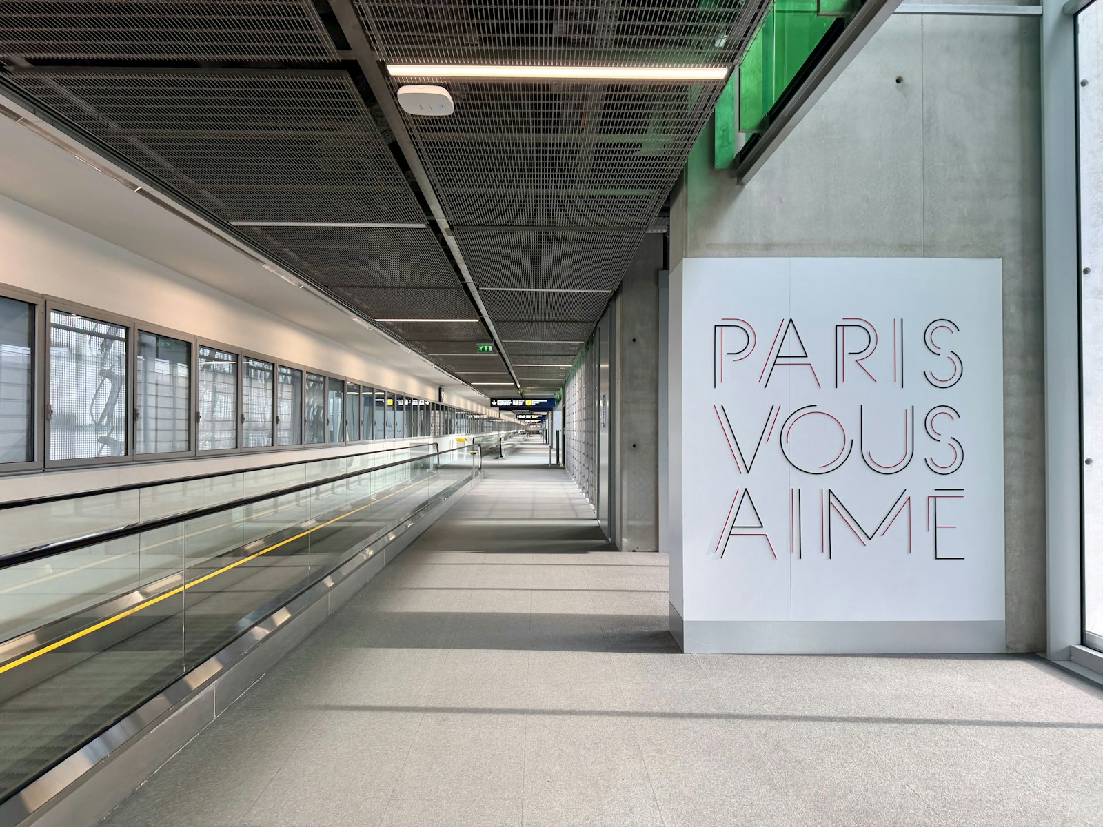 The moving walkway in Terminal 2 at Paris-Charles de Gaulle