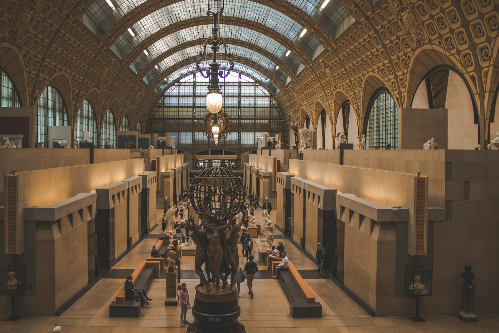 The main nave of the Musée d'Orsay under the glass roof of the old station