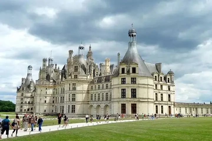 Chambord castle on a cloudy day